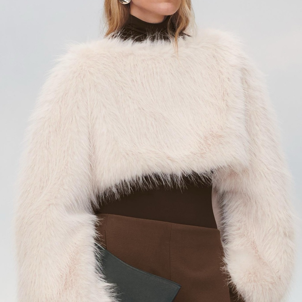 Zara Faux Fur Crop Sweatshirt